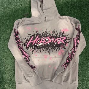 Hellstar Grey & Pink Graphic Hoodie